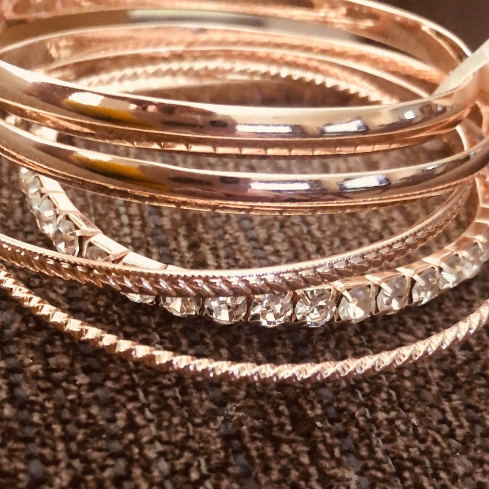 Rose Gold Shiny Duo Bangle - Picture 2 of 2